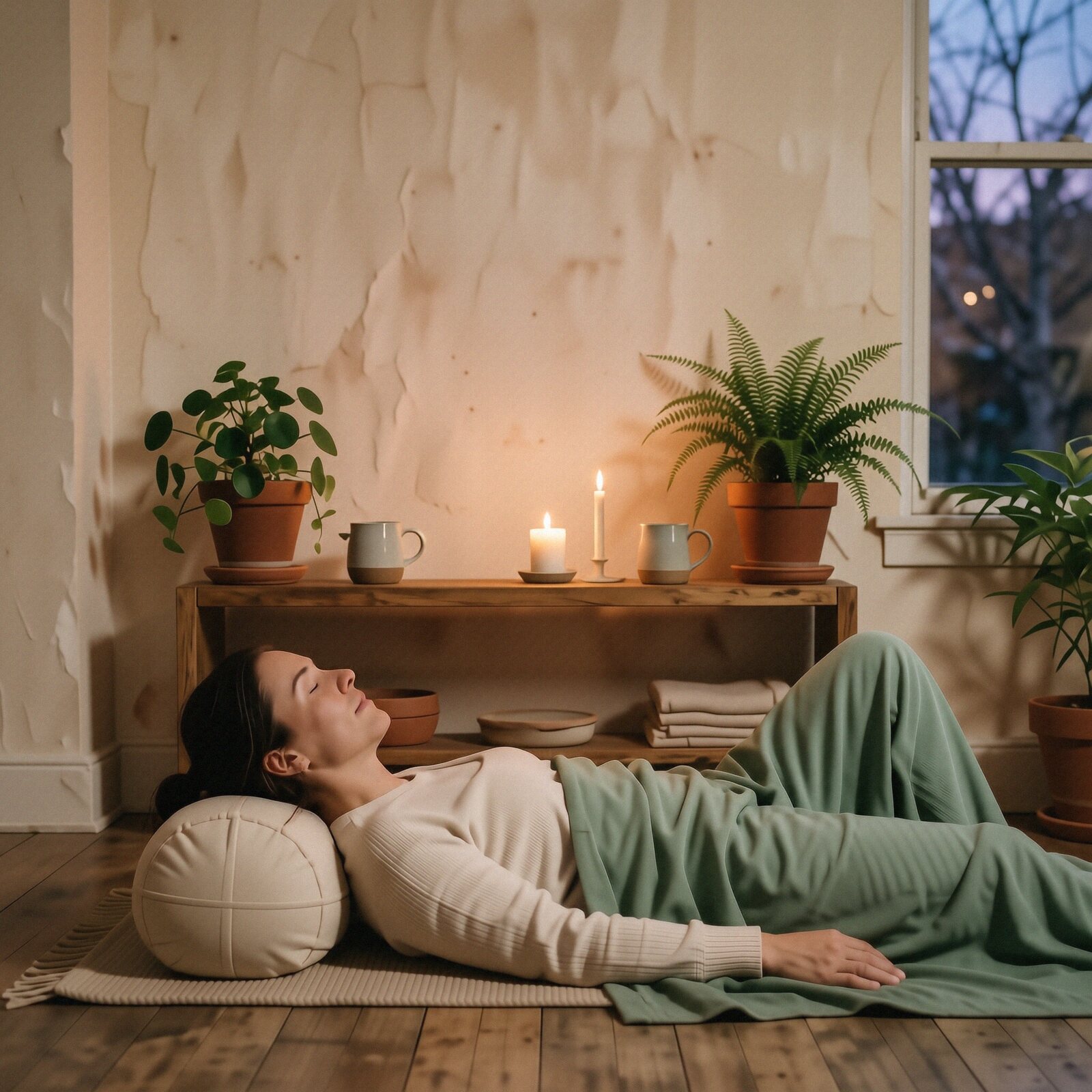 Restorative yoga with props